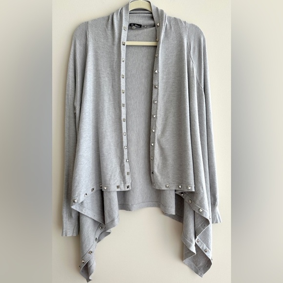 Vila Milano Grey Open Front Metallic Studded Cardigan, Grey, Size Small - Picture 1 of 16